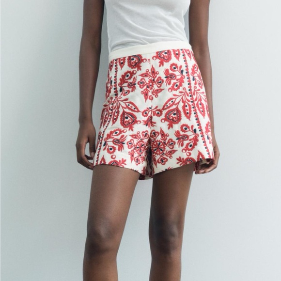 ZARA EMBROIDERED SHORTS ZW COLLECTION NWT - Picture 3 of 9